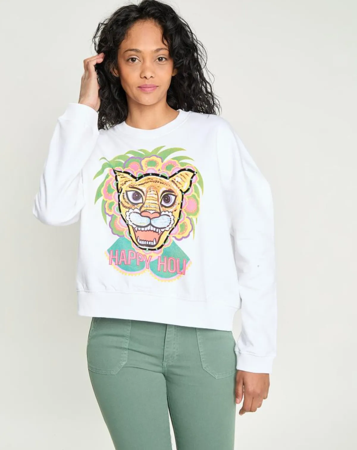 Manoush Sweats|Sweat Happy Holi blanc