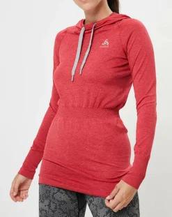 Odlo Pulls|Sweat léger technique à capuche Irbis Warm rouge/hibiscus
