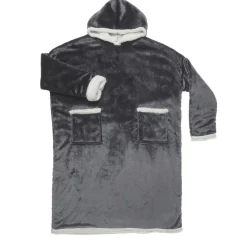 Home Deco Factory Pulls|Sweat Plaid Long Sherpa gris - 170x83x2 cm