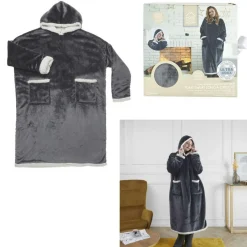 Home Deco Factory Pulls|Sweat Plaid Long Sherpa gris - 170x83x2 cm