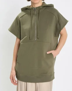 Marc O'Polo Sweats|Sweat sans manches à capuche kaki