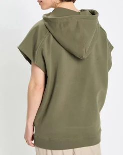 Marc O'Polo Sweats|Sweat sans manches à capuche kaki