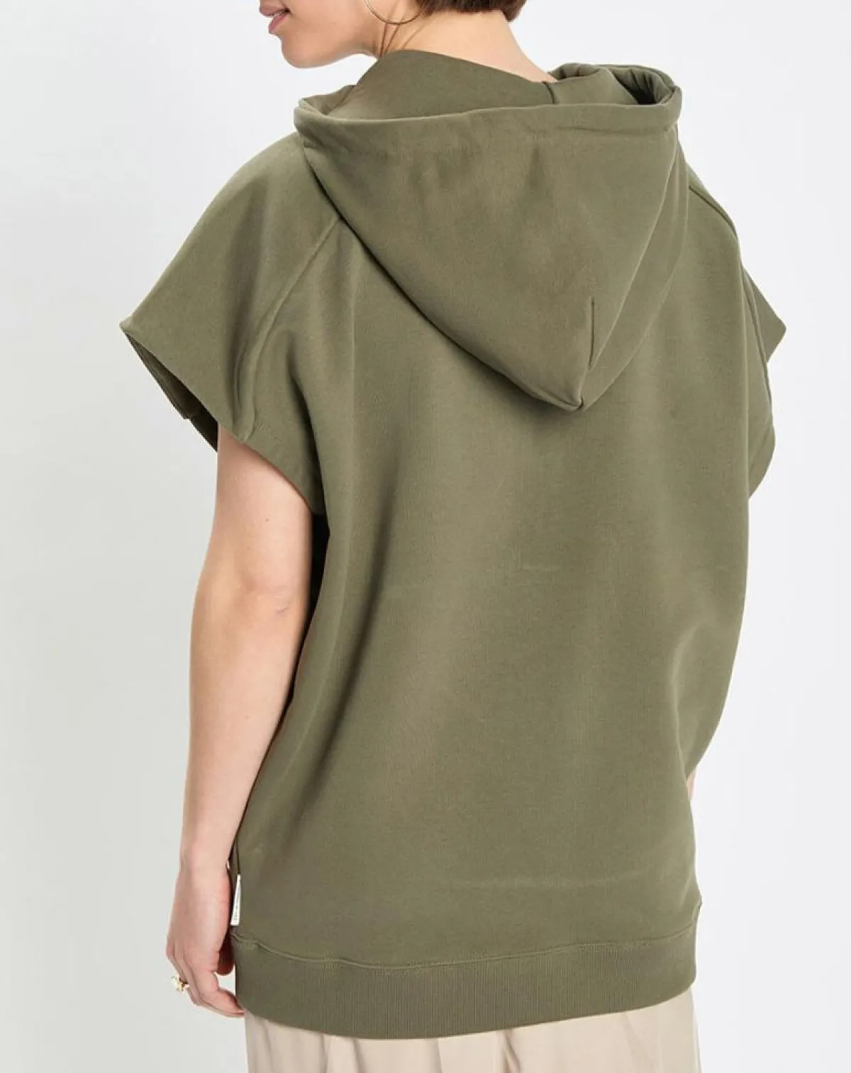 Marc O'Polo Sweats|Sweat sans manches à capuche kaki