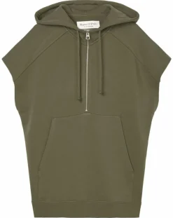 Marc O'Polo Sweats|Sweat sans manches à capuche kaki