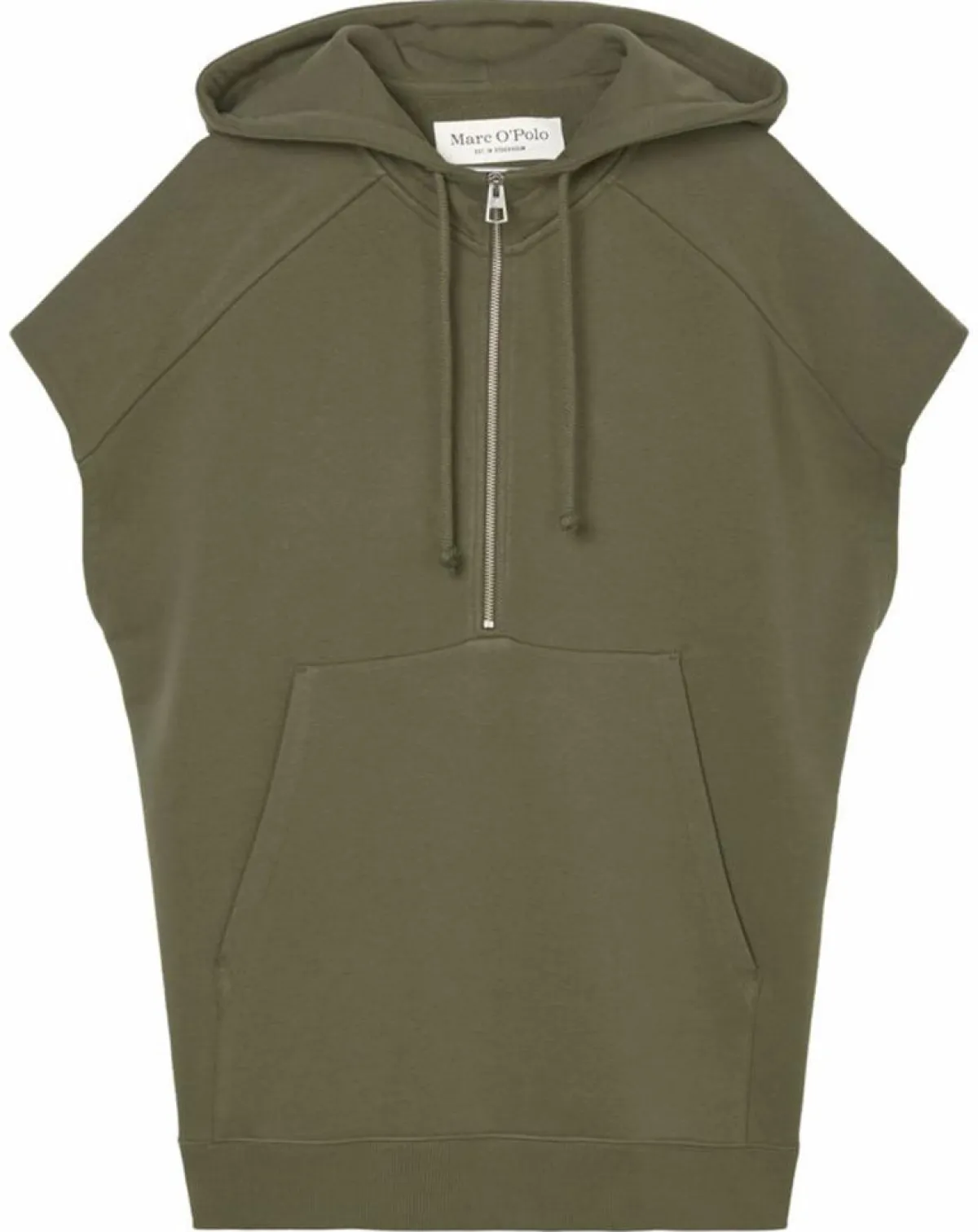 Marc O'Polo Sweats|Sweat sans manches à capuche kaki