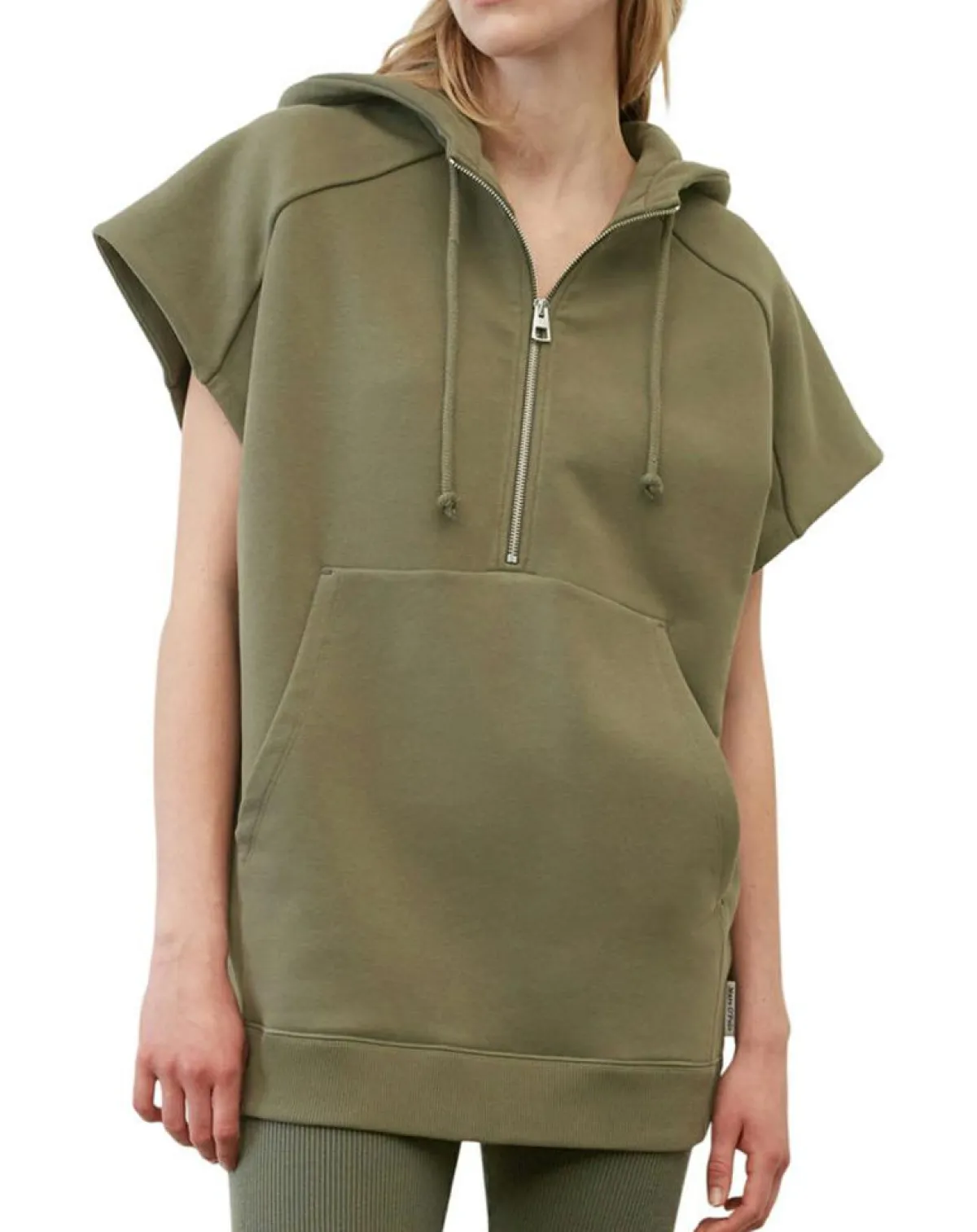 Marc O'Polo Sweats|Sweat sans manches à capuche kaki