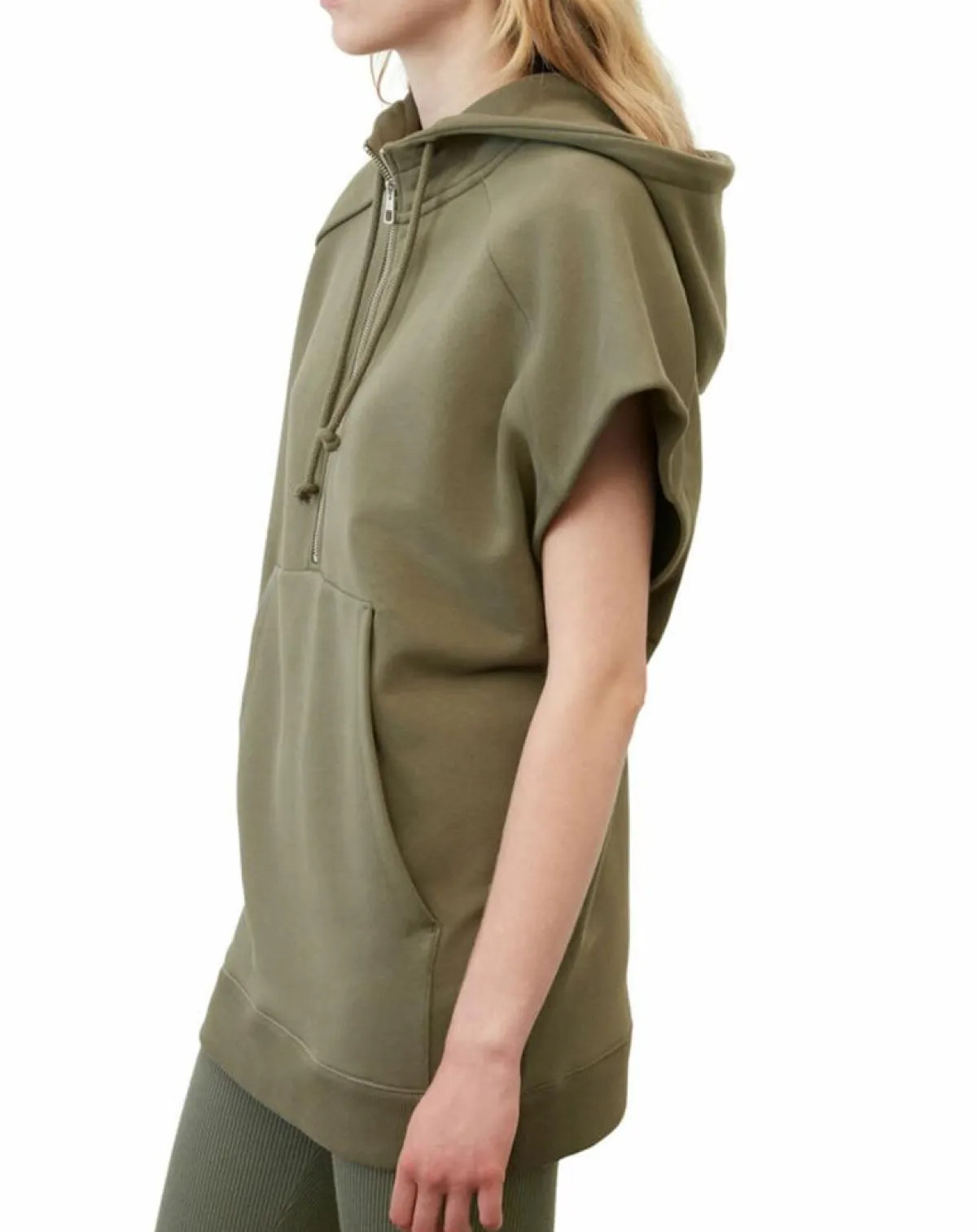 Marc O'Polo Sweats|Sweat sans manches à capuche kaki