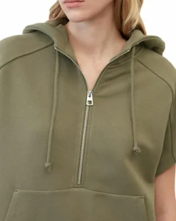 Marc O'Polo Sweats|Sweat sans manches à capuche kaki