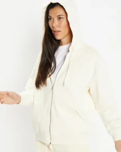 Galeries Lafayette Gilets Et Cardigans|Sweat zippé en Coton bio Mathalie à capuche écru