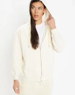 Galeries Lafayette Gilets Et Cardigans|Sweat zippé en Coton bio Mathalie à capuche écru