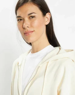 Galeries Lafayette Gilets Et Cardigans|Sweat zippé en Coton bio Mathalie à capuche écru