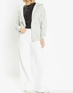 Galeries Lafayette Gilets Et Cardigans|Sweat zippé en Coton bio Mathalie à capuche gris chiné