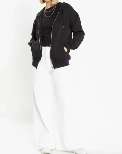 Galeries Lafayette Gilets Et Cardigans|Sweat zippé en Coton bio Mathalie à capuche noir