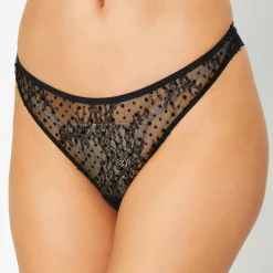 Huit Lingerie, Nuit|Tanga Flock noir