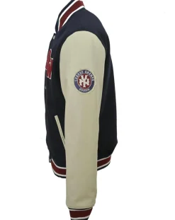 Blue Wellford Vestes, Blousons|Teddy en Laine & Cuir Bron bleu marine