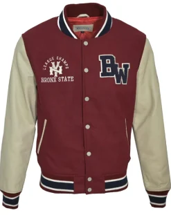 Blue Wellford Vestes, Blousons|Teddy en Laine & Cuir Bron rouge