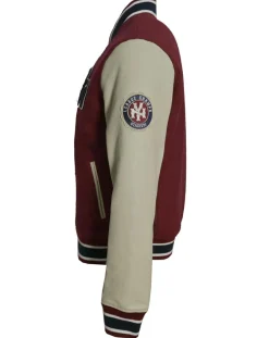 Blue Wellford Vestes, Blousons|Teddy en Laine & Cuir Bron rouge