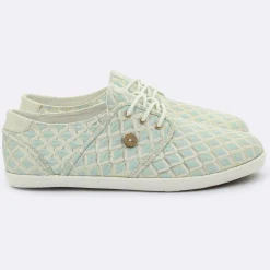 Faguo Baskets|Tennis Cypress à carreaux aqua/doré