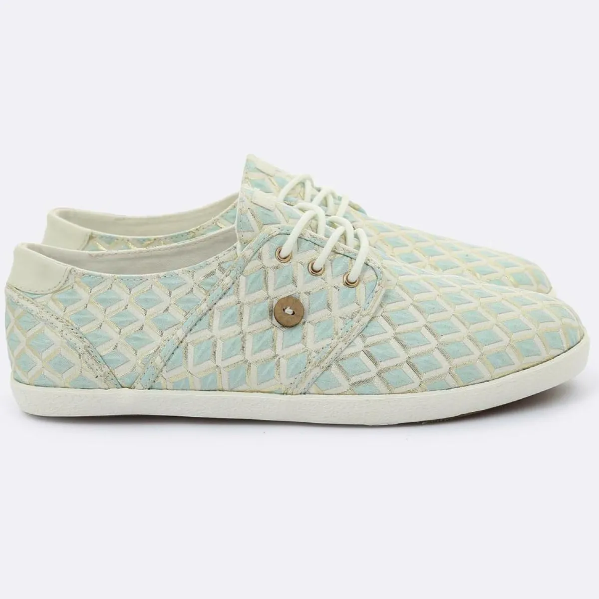 Faguo Baskets|Tennis Cypress à carreaux aqua/doré