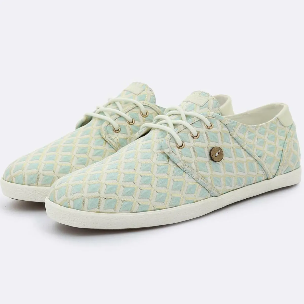 Faguo Baskets|Tennis Cypress à carreaux aqua/doré