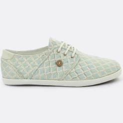 Faguo Baskets|Tennis Cypress à carreaux aqua/doré