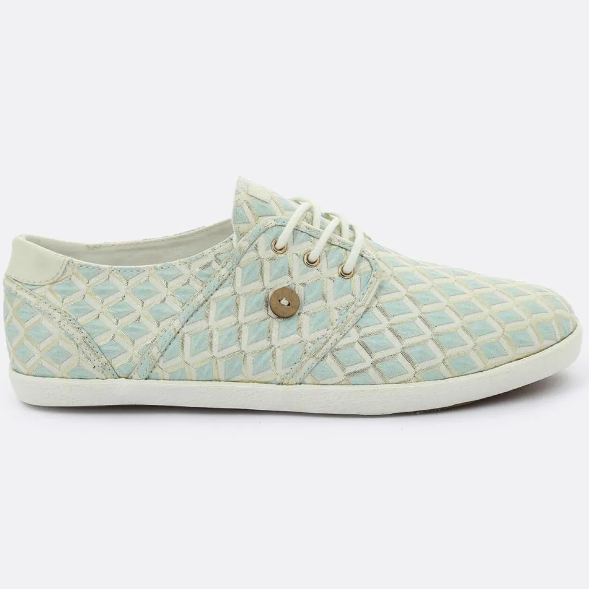 Faguo Baskets|Tennis Cypress à carreaux aqua/doré