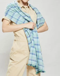 Petrusse Echarpes, Foulards|Étole 100% Coton Amarres turquoise - 85x200 cm