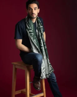 Petrusse Echarpes, Foulards|Étole 100% Soie Leandre verte - 70x190 cm