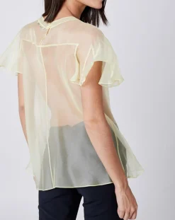 John Galliano Tops Et Blouses|Top 100% Voile de Soie transparent jaune