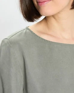 Marc O'Polo Tops Et Blouses|Top ample en Lyocell fluide kaki grisé