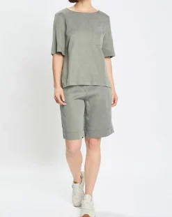 Marc O'Polo Tops Et Blouses|Top ample en Lyocell fluide kaki grisé