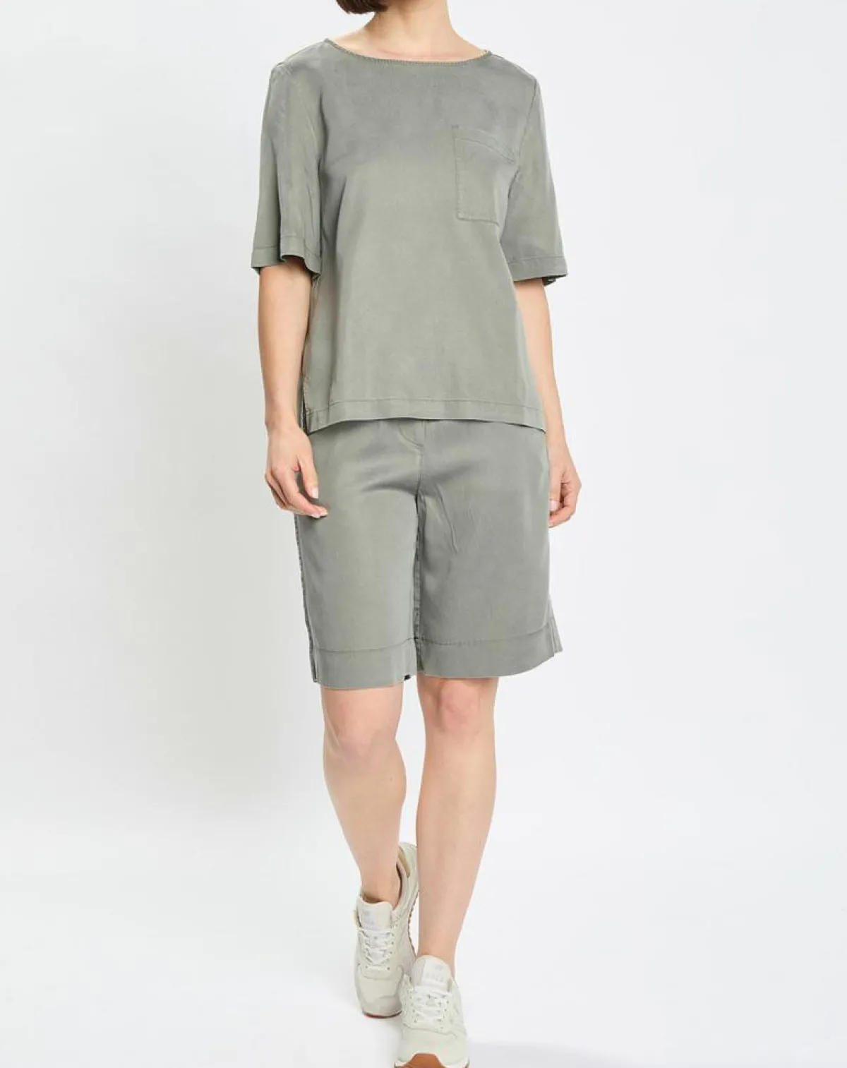 Marc O'Polo Tops Et Blouses|Top ample en Lyocell fluide kaki grisé