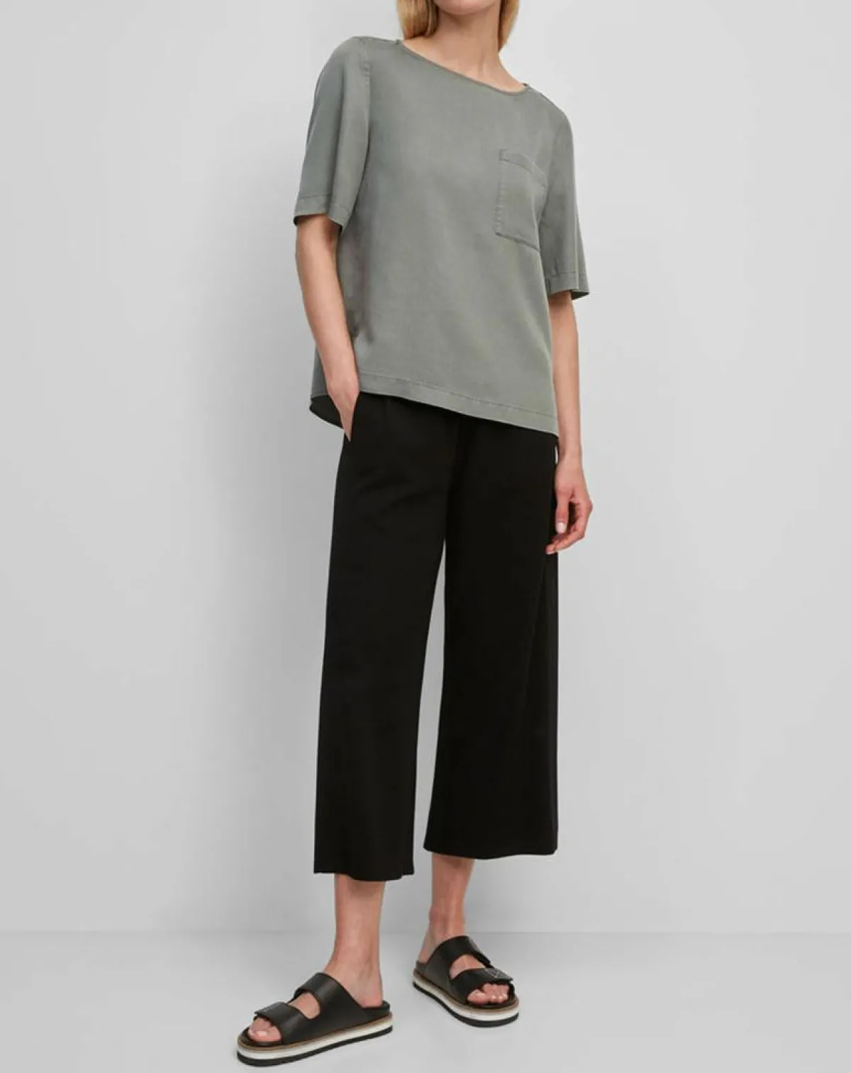 Marc O'Polo Tops Et Blouses|Top ample en Lyocell fluide kaki grisé