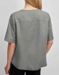Marc O'Polo Tops Et Blouses|Top ample en Lyocell fluide kaki grisé