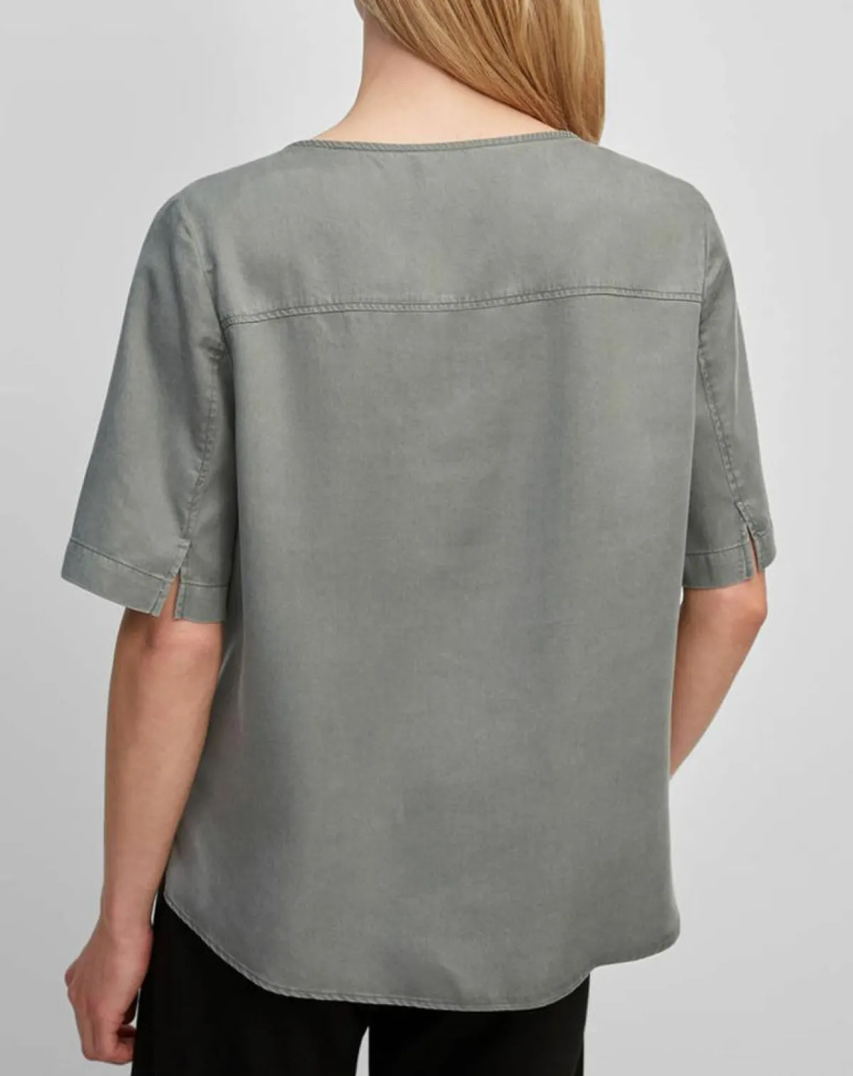 Marc O'Polo Tops Et Blouses|Top ample en Lyocell fluide kaki grisé