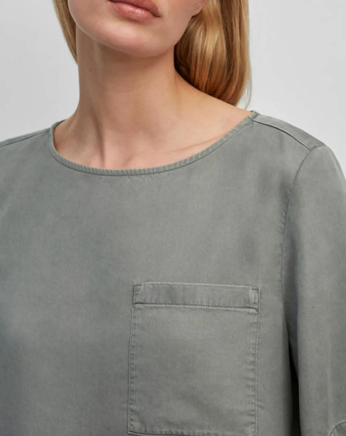 Marc O'Polo Tops Et Blouses|Top ample en Lyocell fluide kaki grisé