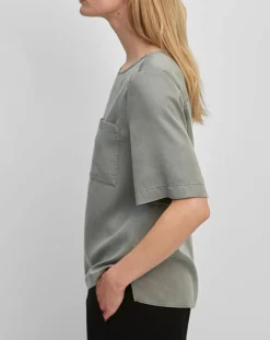 Marc O'Polo Tops Et Blouses|Top ample en Lyocell fluide kaki grisé