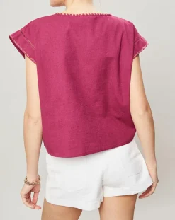 Manoush Tops Et Blouses|Top brodé Mexico imprimé cassis