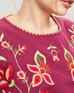 Manoush Tops Et Blouses|Top brodé Mexico imprimé cassis