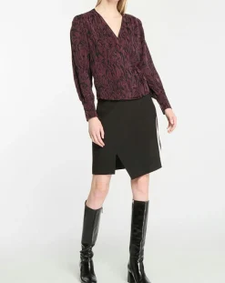 Galeries Lafayette Tops Et Blouses|Top cache-cœur Caprice imprimé fantaisie lie de vin