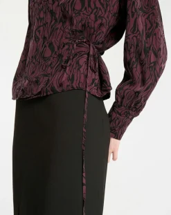 Galeries Lafayette Tops Et Blouses|Top cache-cœur Caprice imprimé fantaisie lie de vin