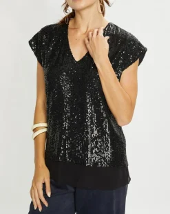 Lauren Vidal Tops Et Blouses|Top Canyon à sequins noir