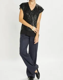 Lauren Vidal Tops Et Blouses|Top Canyon à sequins noir