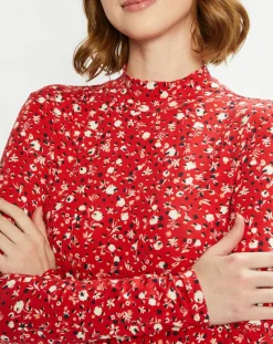 Scotch & Soda Tops Et Blouses|Top col montant imprimé floral rouge