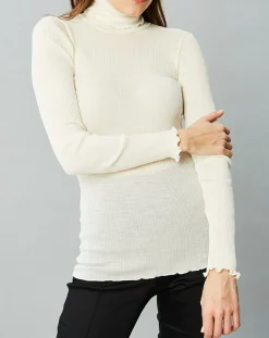 Mare Tops Et Blouses|Top col roulé en Laine et Soie ivoire