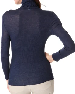 Mare Tops Et Blouses|Top col roule laine et soie bleu