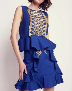 Manoush Tops Et Blouses|Top Crêpe sequins pompons encre