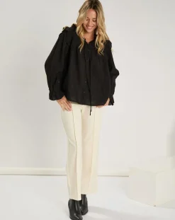 See u Soon Tops Et Blouses|Top en Coton & Lin Inaya noir