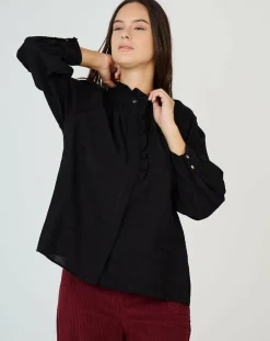See u Soon Tops Et Blouses|Top en Coton & Lin Sarra noir