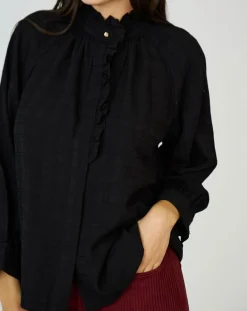 See u Soon Tops Et Blouses|Top en Coton & Lin Sarra noir